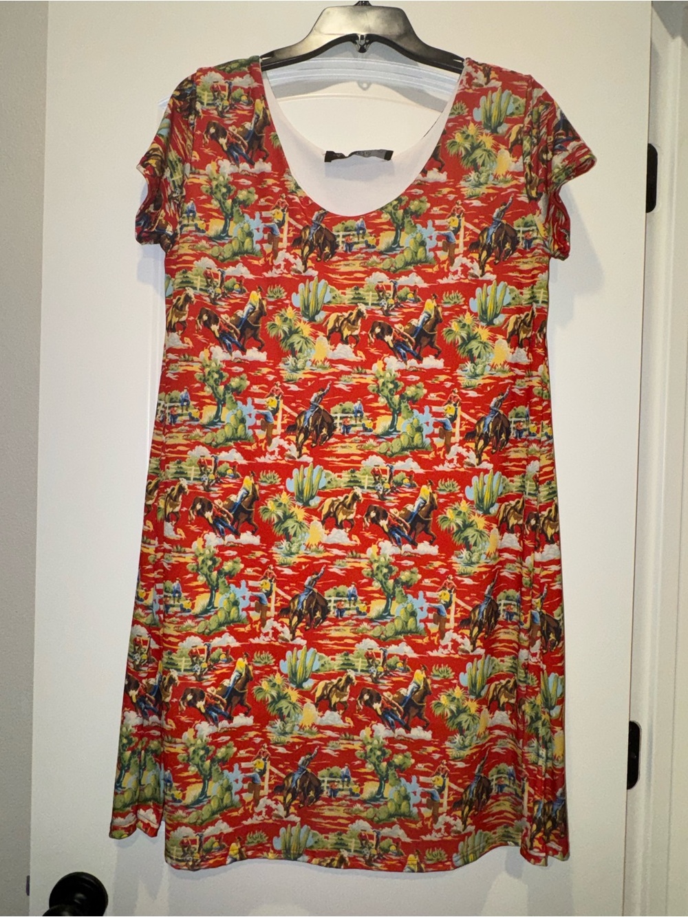 Lucky & Blessed Red Western Print Dress